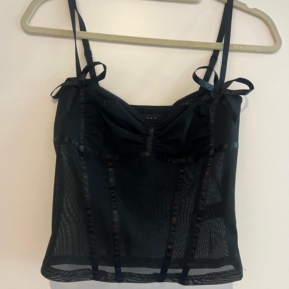 Lioness Black Sheer Mesh Corset Tank
